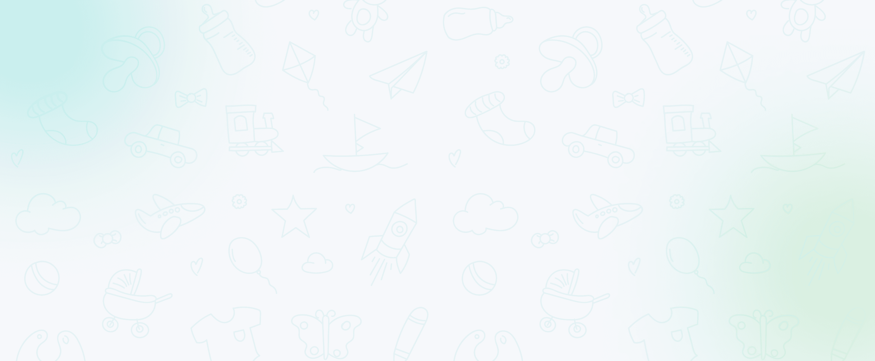 Playful baby and children doodles pattern background